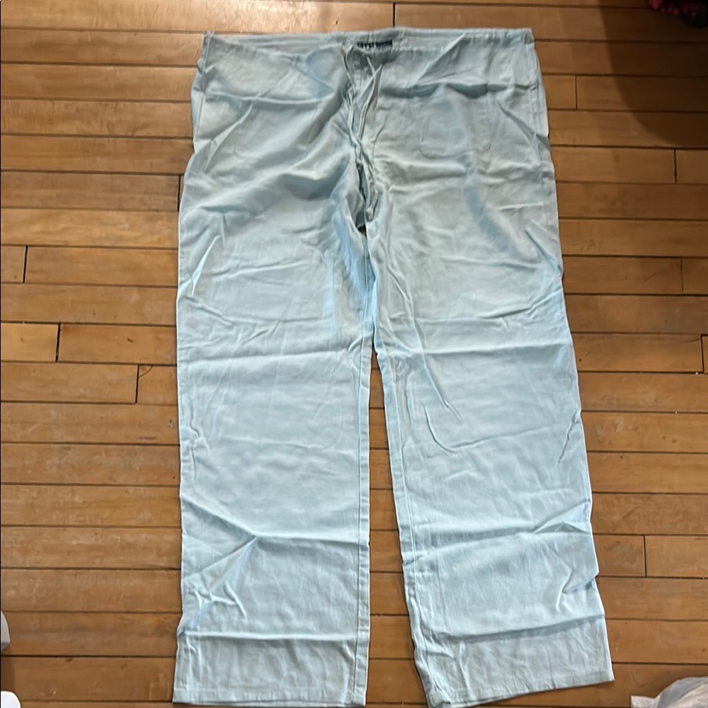 Derek Heart Light Blue Wide Leg Linen Pants